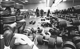 Heavy iron weights in gym