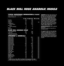 HUGE ANABOLIC MUSCLE - MASS GAINER - CHOCOLATE NOUGAT - Nutritional Information