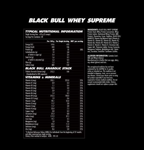 WHEY SUPREME - LEAN MUSCLE PROTEIN - Chocolate - Nutritional Information