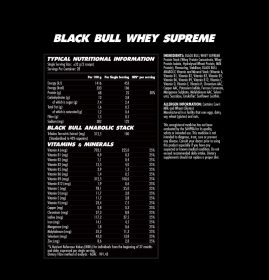 WHEY SUPREME - LEAN MUSCLE PROTEIN - Vanilla - Nutritional Information