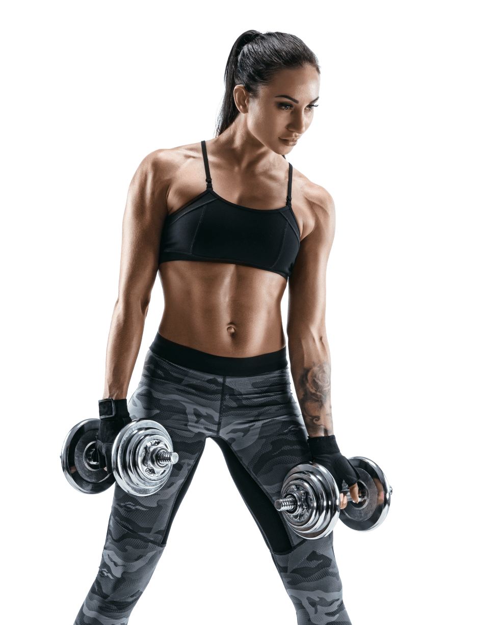 Women with dumbells