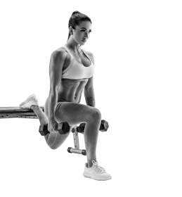 Women toning legs with lunge training - Black and white